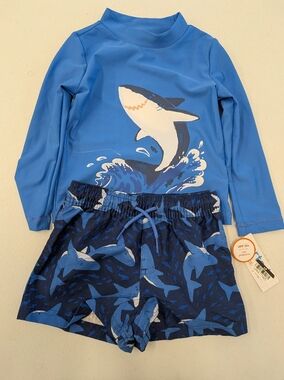 Carter's Blue Shark Swim Rashguard Set